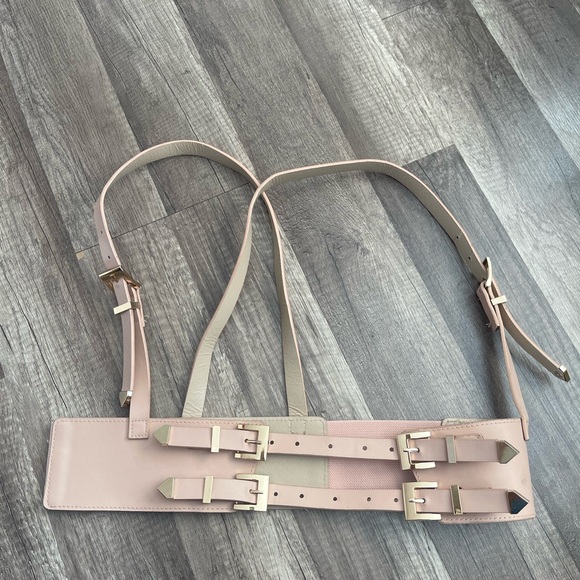 Pastel goth pink underbust corset belt harnesss S-XL whimsigoth boho - Picture 2 of 9